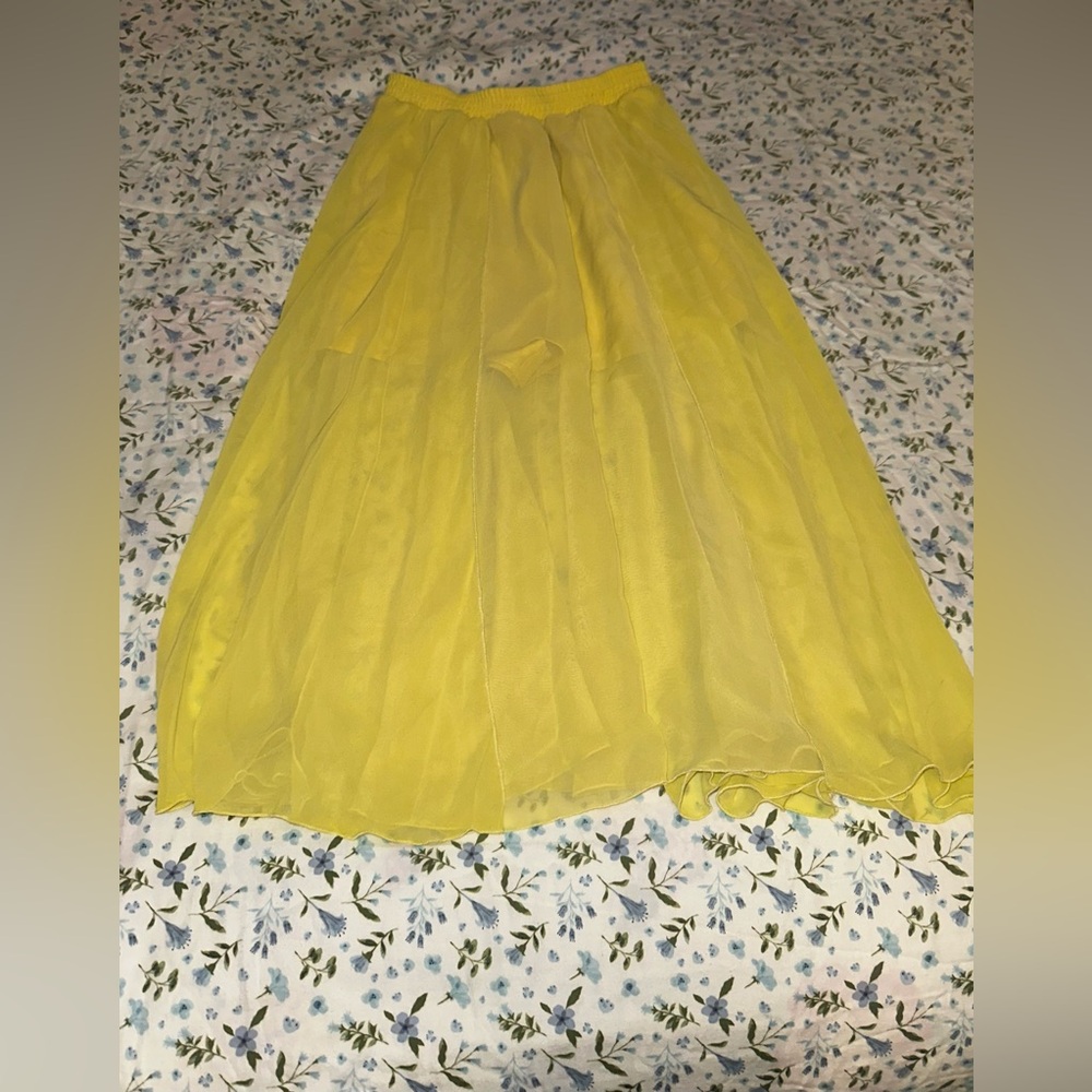 Zara Women Yellow Skirt With Short Underneath Size XS - Picture 12 of 13